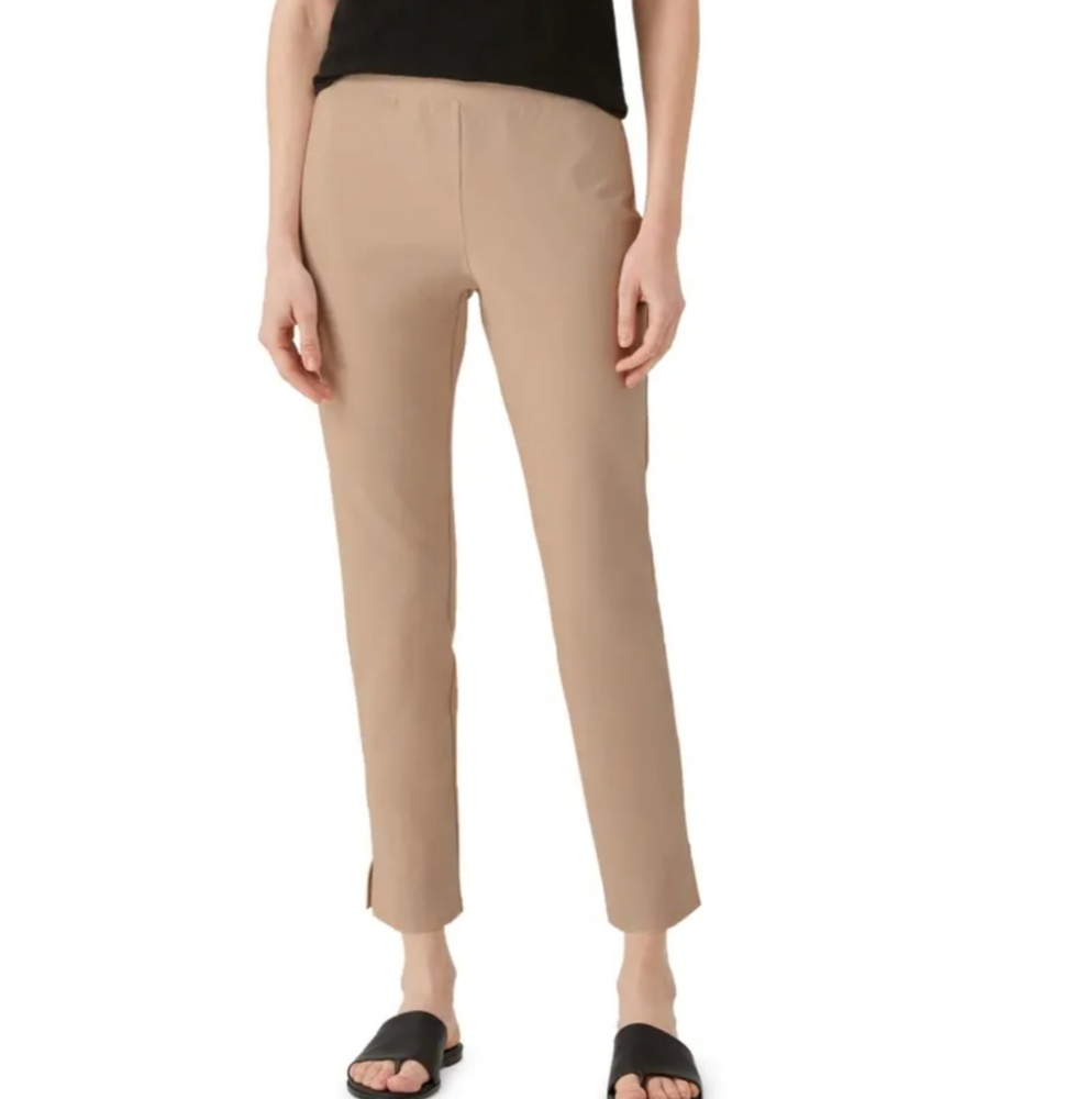 Eileen Fisher Plus Size Wheat High Waisted Pull-on Slim Crop Pants